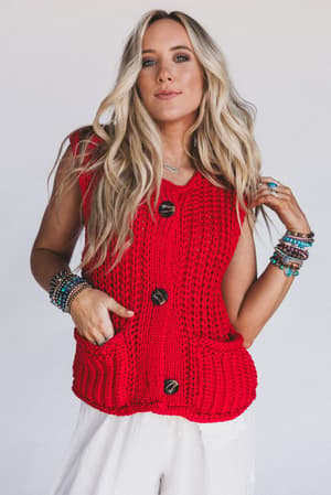 eloria-knit-sweater-vest-red/Red