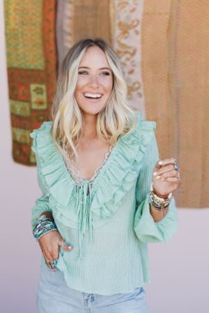 Alila Checkered Ruffle Blouse: undefined