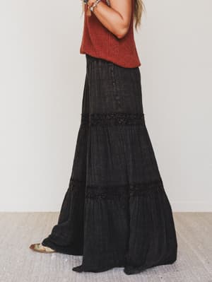 Farrah Flower Wide Leg Pants - Black XL / Black