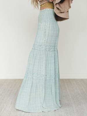 Farrah Flower Wide Leg Pants - Light Blue XL / Light Blue