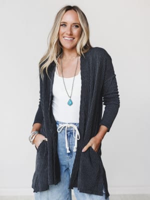 The Nest Classic Layers Cardigan - Charcoal S / Charcoal