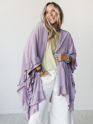 The Nest Let Me Ruffled Kimono - Pale Plum OS / Pale Plum