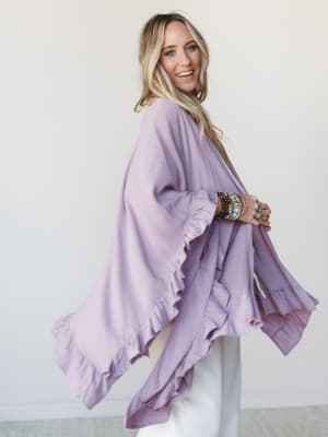 The Nest Let Me Ruffled Kimono - Pale Plum OS / Pale Plum