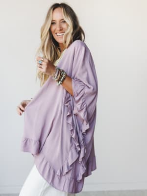 The Nest Let Me Ruffled Kimono - Pale Plum OS / Pale Plum