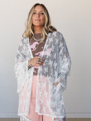 The Nest Floral Lace Dreams Kimono: undefined