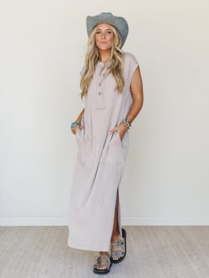 The Nest Madeline Textured Maxi Dress - Oat XL / Oat