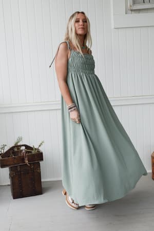 The Nest Bohemian Grace Maxi Dress in Sage from Three Bird Nest