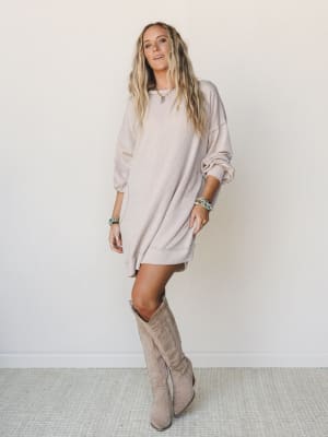 The Nest Moon Glow Long Sleeve Dress  - Cream S / Cream