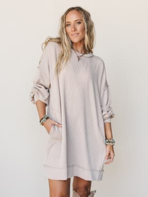 The Nest Moon Glow Long Sleeve Dress - Cream S / Cream