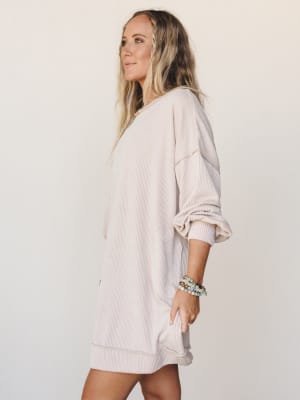 The Nest Moon Glow Long Sleeve Dress  - Cream S / Cream