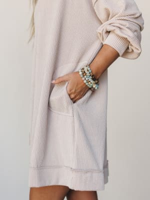 The Nest Moon Glow Long Sleeve Dress  - Cream S / Cream