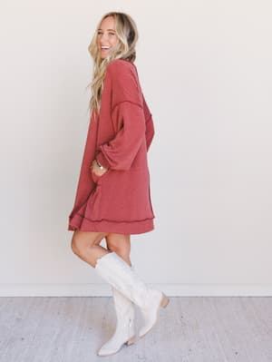 the-nest-moon-glow-long-sleeve-dress-rust/Rust
