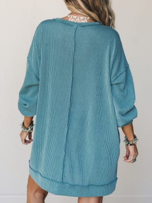 The Nest Moon Glow Long Sleeve Dress - Spruce S / Spruce