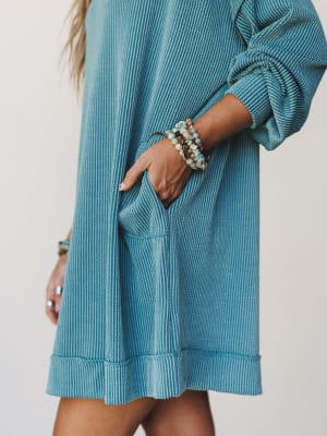 The Nest Moon Glow Long Sleeve Dress  - Spruce S / Spruce