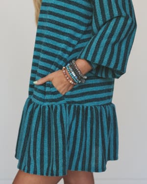 The Nest Endless Love Cuff Sleeve Dress - Teal XL / Teal