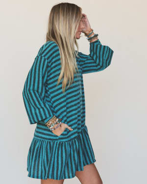 The Nest Endless Love Cuff Sleeve Dress - Teal XL / Teal