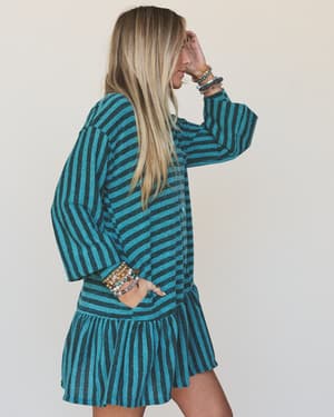 The Nest Endless Love Cuff Sleeve Dress - Teal XL / Teal