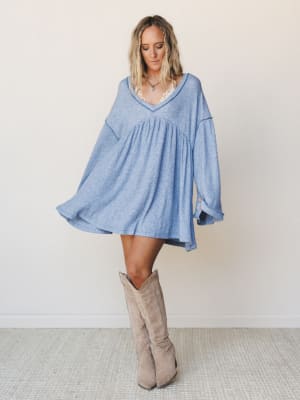 The Nest Carefree Mini Dress - Two Tone Denim S / Two Tone Denim