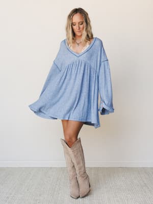 The Nest Carefree Mini Dress - Two Tone Denim S / Two Tone Denim