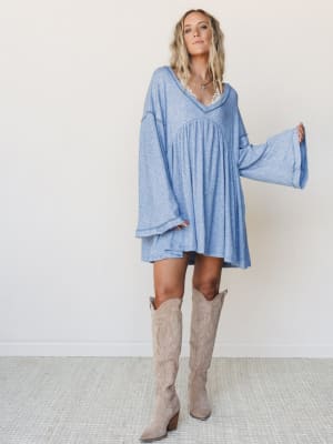 The Nest Carefree Mini Dress - Two Tone Denim S / Two Tone Denim