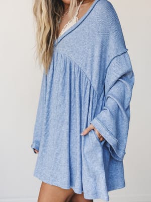 The Nest Carefree Mini Dress - Two Tone Denim S / Two Tone Denim