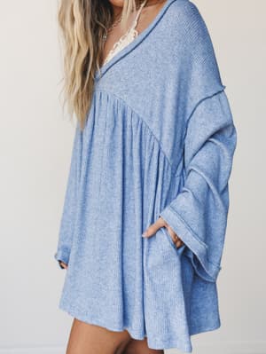 The Nest Carefree Mini Dress - Two Tone Denim S / Two Tone Denim