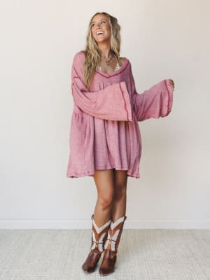 The Nest Carefree Mini Dress - Two Tone Mauve S / Two Tone Mauve
