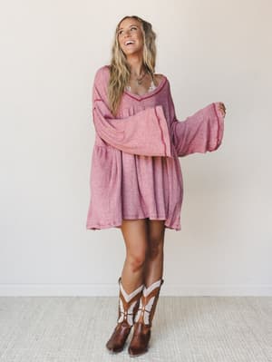 The Nest Carefree Mini Dress - Two Tone Mauve S / Two Tone Mauve