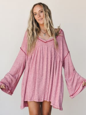 The Nest Carefree Mini Dress - Two Tone Mauve S / Two Tone Mauve