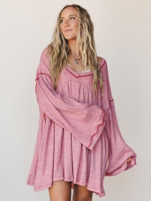 The Nest Carefree Mini Dress - Two Tone Mauve S / Two Tone Mauve