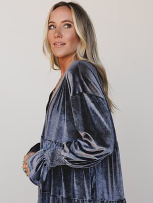 the-nest-maddie-velvet-dress-charcoal/Charcoal