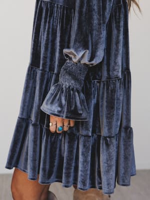 the-nest-maddie-velvet-dress-charcoal/Charcoal