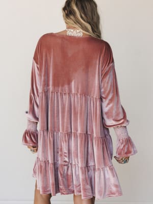 The Nest Maddie Velvet Dress - Dusty Mauve S / Dusty Mauve