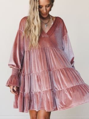 The Nest Maddie Velvet Dress - Dusty Mauve S / Dusty Mauve