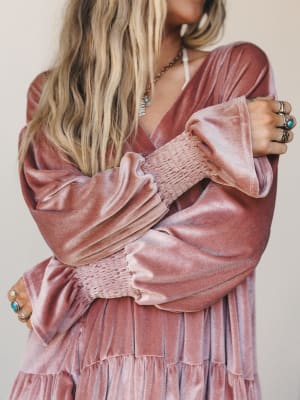 The Nest Maddie Velvet Dress - Dusty Mauve S / Dusty Mauve