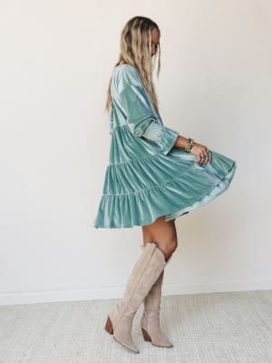 The Nest Maddie Velvet Dress - Seafoam S / Seafoam