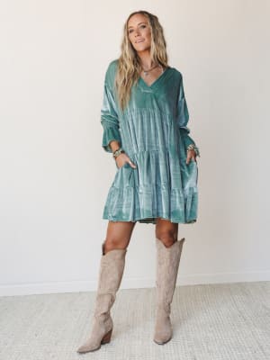 The Nest Maddie Velvet Dress - Seafoam S / Seafoam