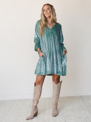 The Nest Maddie Velvet Dress - Seafoam S / Seafoam