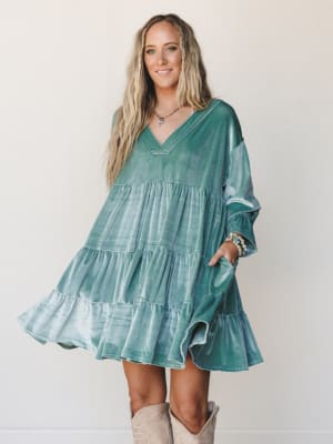 The Nest Maddie Velvet Dress - Seafoam S / Seafoam
