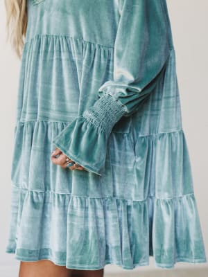 The Nest Maddie Velvet Dress - Seafoam S / Seafoam