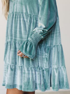 The Nest Maddie Velvet Dress - Seafoam S / Seafoam
