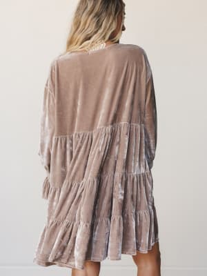 The Nest Maddie Velvet Dress - Taupe S / Taupe