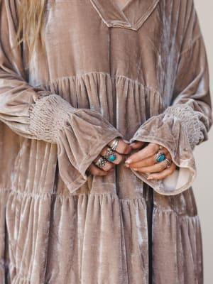 The Nest Maddie Velvet Dress - Taupe S / Taupe