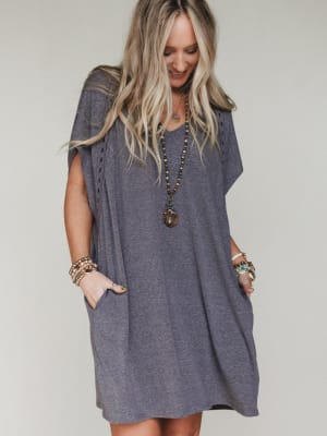 The Nest Camden Lace Tee Dress - Black XL / Black