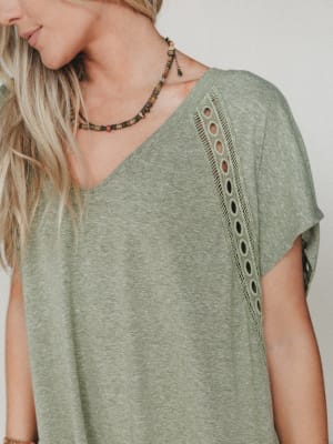 The Nest Camden Lace Tee Dress - Olive XL / Olive