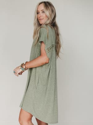 The Nest Camden Lace Tee Dress - Olive XL / Olive