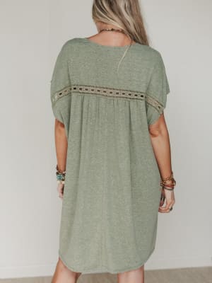 The Nest Camden Lace Tee Dress - Olive XL / Olive
