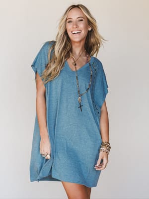 The Nest Camden Lace Tee Dress - Teal XL / Teal