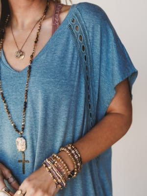 The Nest Camden Lace Tee Dress - Teal XL / Teal