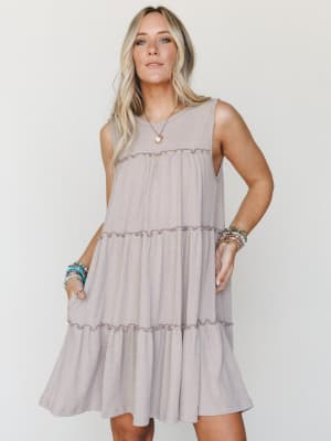 The Nest Dreamy Tiers Dress - Taupe S / Taupe